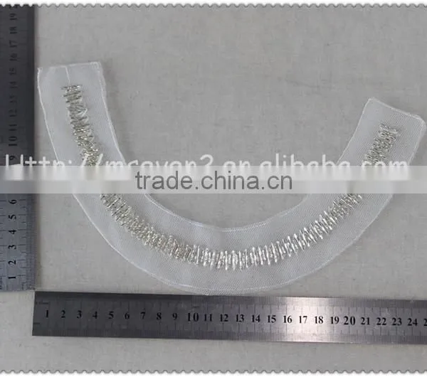 2016 Fahion Handmade Crystal Tube Bead Collars, White Organza Beaded Collar for Garment photo-2