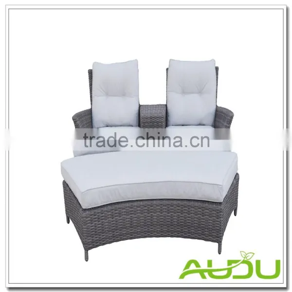 Couple Lovest Double Man Half Round Wicker Rattan Lounger photo-6