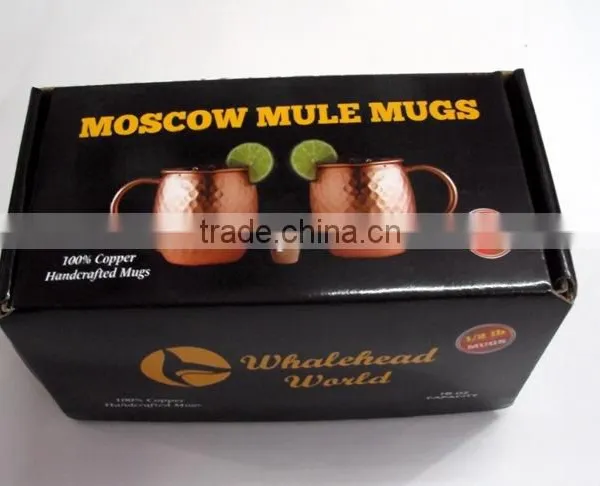 Solid Copper Hammered Moscow Mule Mug 16 Oz With Gift Box photo-2