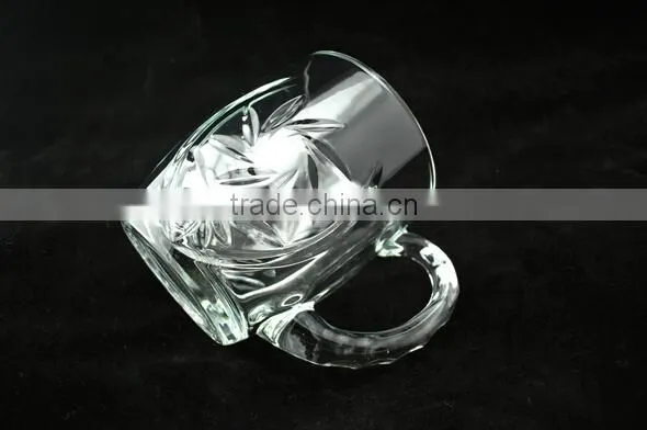 Embossed Flower Logo Glass Mug Transparent Glass Mug Cheap Glass Mug photo-2