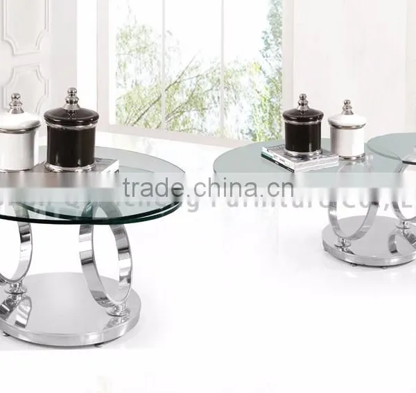 New Model Round Golden Stainless Steel Extendable Coffee Table photo-6