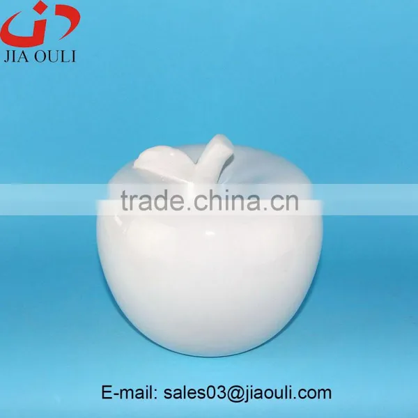 Hot Sales Home Decoration Glazed White Ceramic Apple Figure photo-3