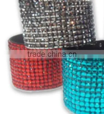 Acrylic Gem Rhinestone Bracelet With Zinc Alloy Locking Part, Hot Sale Gift Leather With Crystal Gem Decoration photo-3