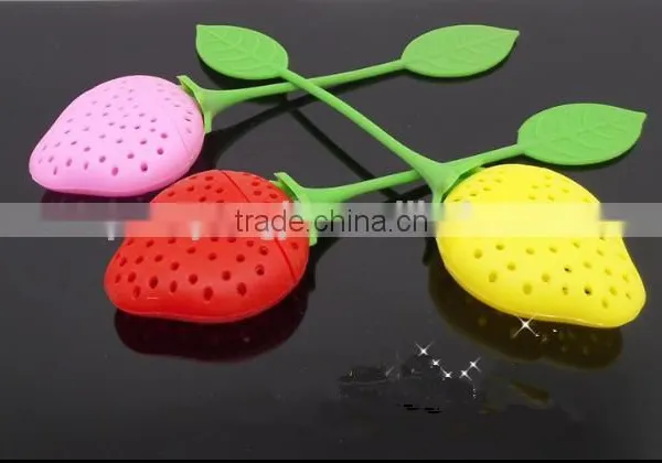Silicone Strawberry Loose Tea Leaf Strainer Herbal Spice Infuser Filter Diffuser