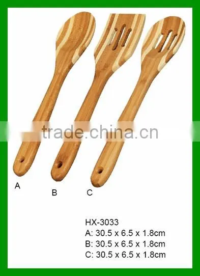 Custom 3 Piece Bamboo Kitchen Accessories Cooking Utensil Set