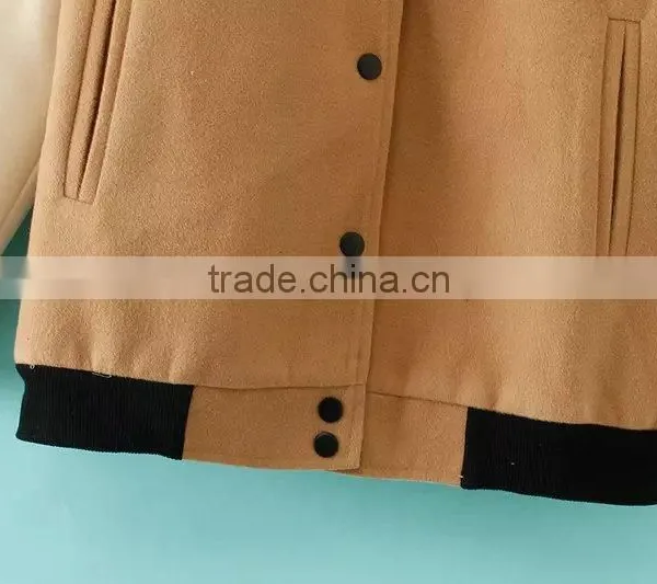 Women Loose Wool Color Matching Baseball Uniform Coats Cheap Clothes Watercolor Crochet College Sports Jackets Wholesale photo-5