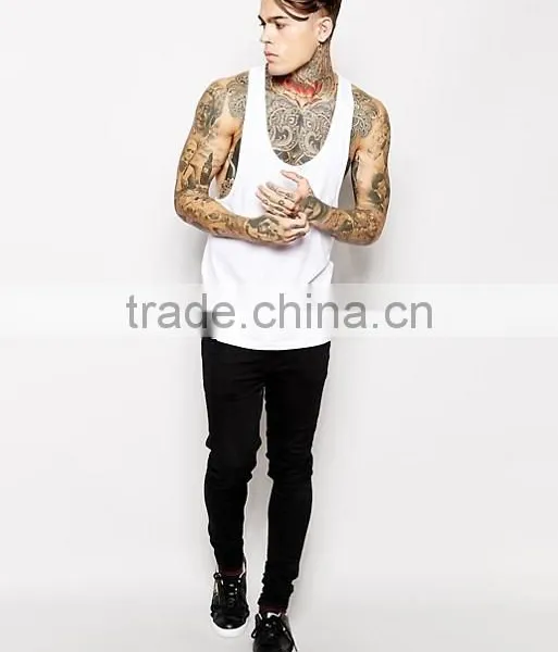 2017 Cheap High Quality New Design Summer Custom White Color Gym Wear Comfortable 100% Cotton Men's Sport Tank Tops In Bulk photo-3