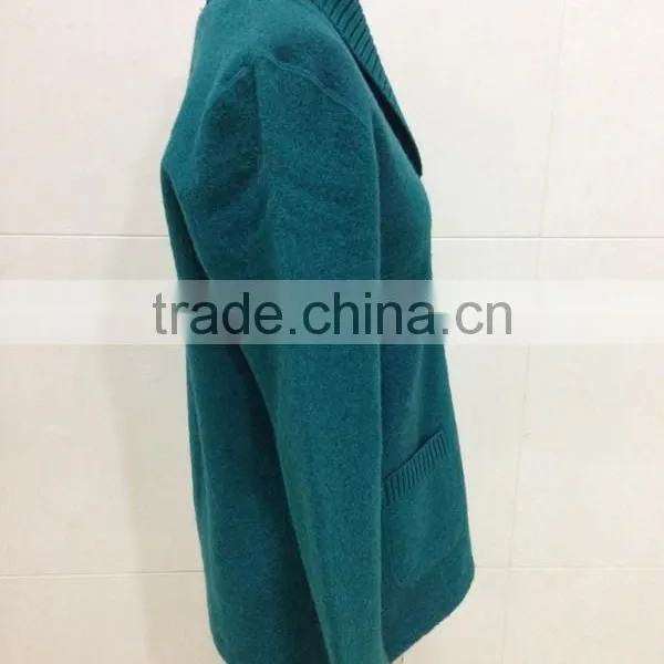 Women V-neck Boiled Wool Cardigan Sweater photo-3