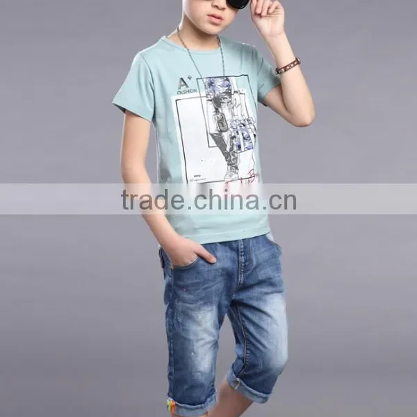 Zm35670a Korean Baby Kids Shirt and Jeans Pants Summer Boy Clothing Set photo-3
