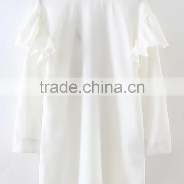 Runwaylover EY2340B 2017 Women Fashion Falbala Pure Color Blouse photo-4