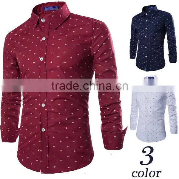 Wholesale Walson D46835a Fashion New Long Sleeve Mens Printing Dress Shirts 2015 Apparel photo-3