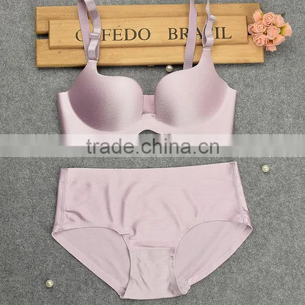 3/4 Cup Nylon Bra and Panties Set, Different Size for Choice & Breathable & Seamless, Solid, More Colors for Choice, Sold By Set photo-2