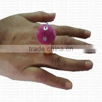 Pure Sheep Wool Soft Wool Felted Flowery Design Finger Ring/ 100% Hand Made Felt Finger Ring photo-5