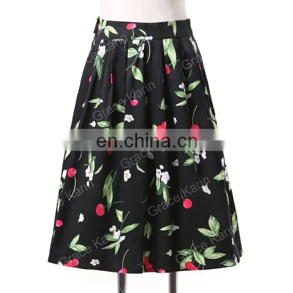 19 Colors ! Grace Karin Cheap Occident Short Women Vintage 50s Retro Cotton Printed Skirt CL6294-5# photo-2