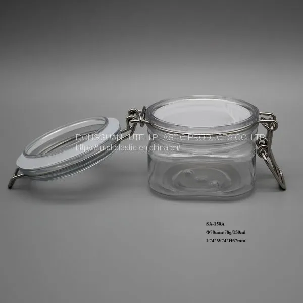 High Grade 150ml / 150g Wide Mouth Square PET Plastic Cosmetic Jar and Container With Inner Seal for Packing Face Skin Cream photo-3