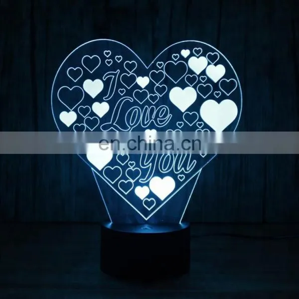 Heart Shape 7 Color Changing 3d Acrylic Led Night Light Lamp Valentine Day Gifts photo-4