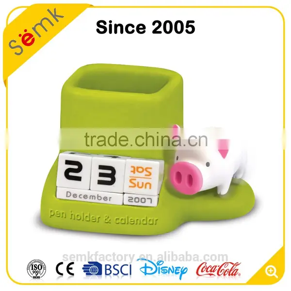 Hot Sale Cute Animal Design Pig Shape Decorative Multi Purpose Calendar Pen Holder photo-2