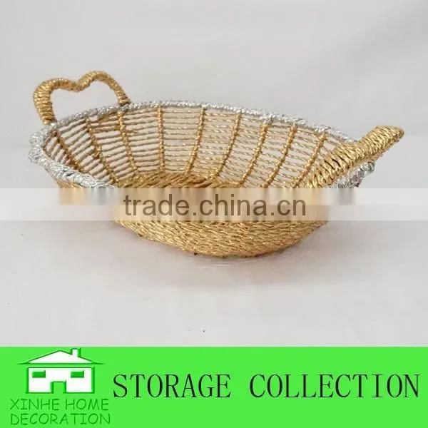 Oval Shape Handwoven Paper Rope Basket With Handle photo-2