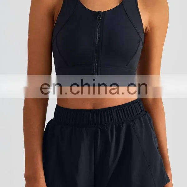 Fitness Front Zipper Racer Back Sports Yoga Bra Women Workout Shockproof Running Gym Wear Outdoor Training Crop Top Custom Logo photo-3