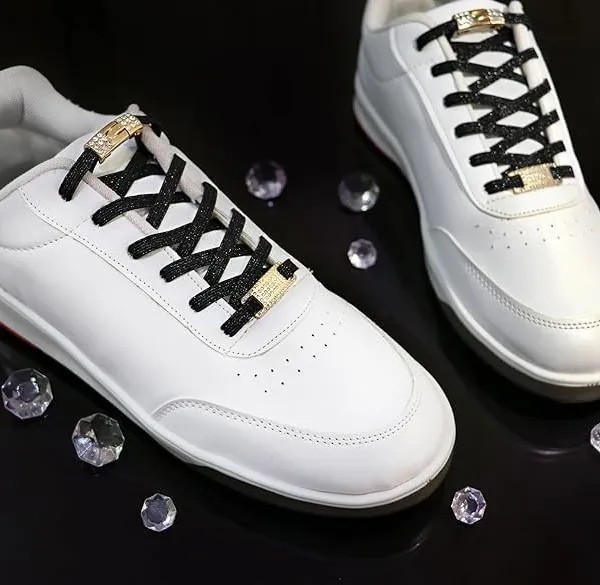 Elastic No Tie Shoe Laces With Bling Diamond Locks & Charms for Women's Sneakers photo-3