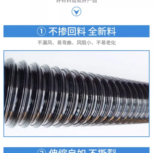 Black PU Polyurethane Corrugated PipeSteel Wire Reinforced Industrial Dust Suction Pipe photo-3