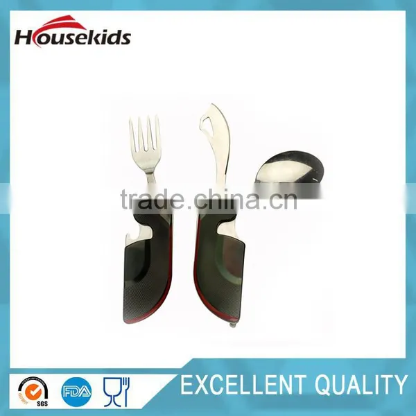 Outdoor Camping Tableware Stainless Steel Folding Fork Knife Spoon Sets Picnic A photo-4