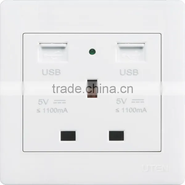 13A Electrical Socket With 2 USB Wall Socket