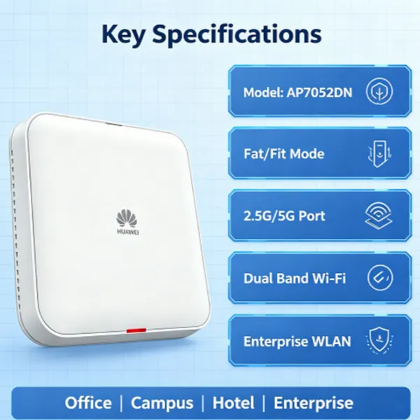 Huawei AP7052DN Wireless Access Point, Fat/Fit Mode Selectable, 2.5G & 5G Ethernet Port WLAN AP