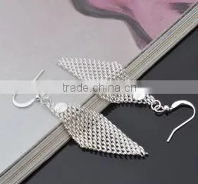 Silver Plated Piercing Rhinestone Prismatic Earring With Hook photo-2