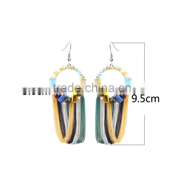 Wholesale Women Luxury Bead Tassel Earring Multicolor Beads Earring photo-3