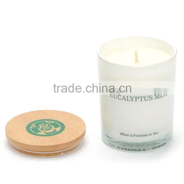 8oz Painted White Glass Candle Jars With Wood Lid for Making Scented Candles Quality Choice photo-2
