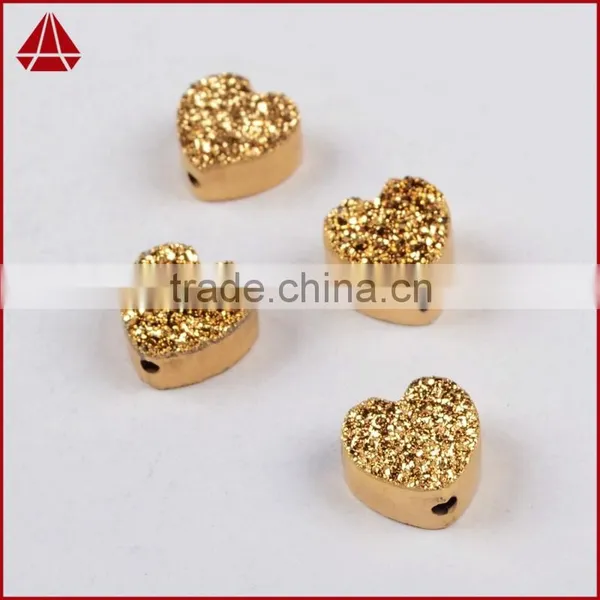 Titanium Coating Agate Druzy Drusy Heart Cabochon Semi-precious Gemstone From China photo-4