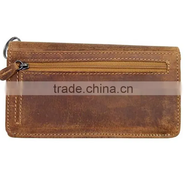 Brown Vintage Genuine Leather Chain Wallet Men's Biker Wallet With Button Closure photo-3