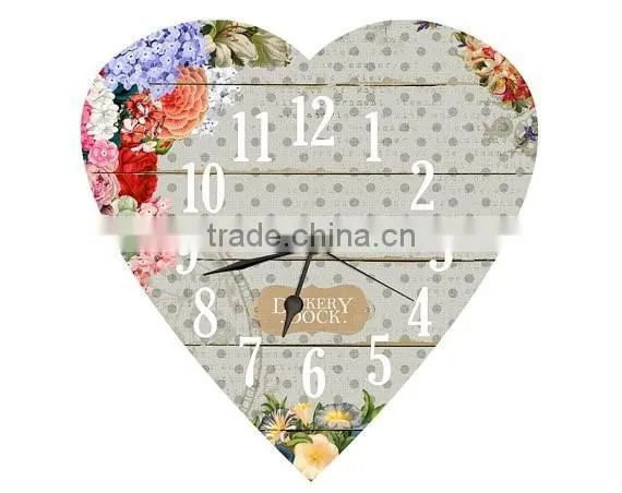 New Design Heart Style Wooden Wall Clock photo-3