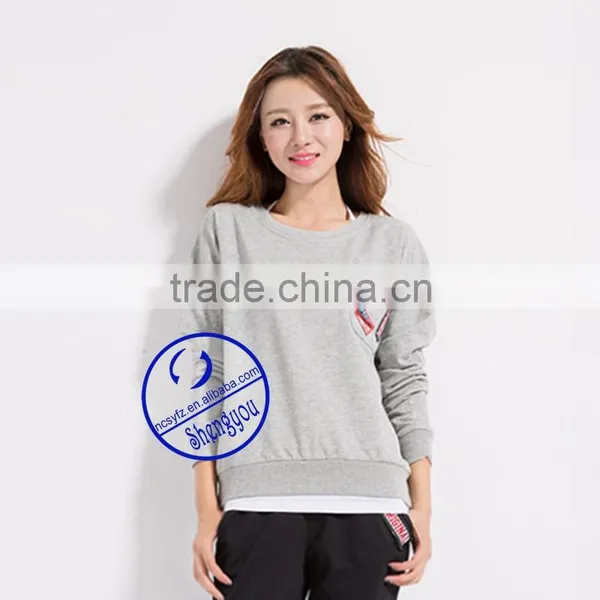 Custom Women's Long Sleeve Crewneck Sweatshirts With Chest Pocket photo-2