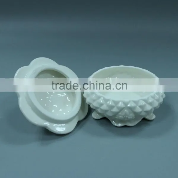 White Ceramic Glazed Smooth Jewelry Case photo-2