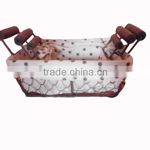 Set of 3 Metal Chicken Wire Basket for Storage With Handle & Liner