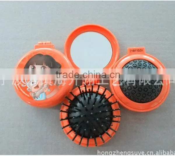 Colorful Round Foldable Hair Brush With Mirror photo-3