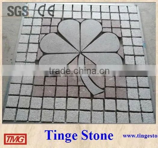 Flower Design Paving Stone Red Granite Cube for Plaza