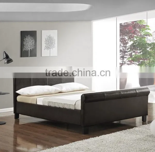 Sleigh Leather Bed