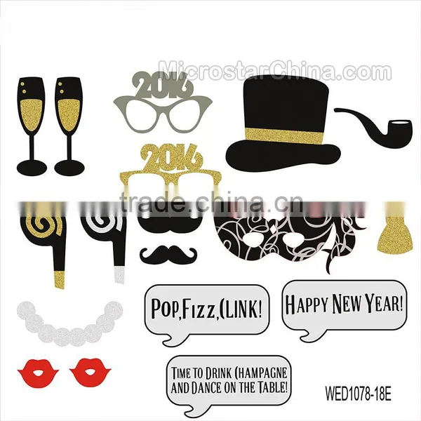 22pcs Wedding Birthday Party Supply Fun Mustache Lip Tie Glasses Hat On A Stick DIY Photo Booth Props photo-3