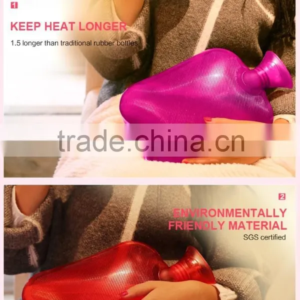 1800ml Hot PVC Hot-water Bottle Classic Big Capacity Red Anti-scald photo-3