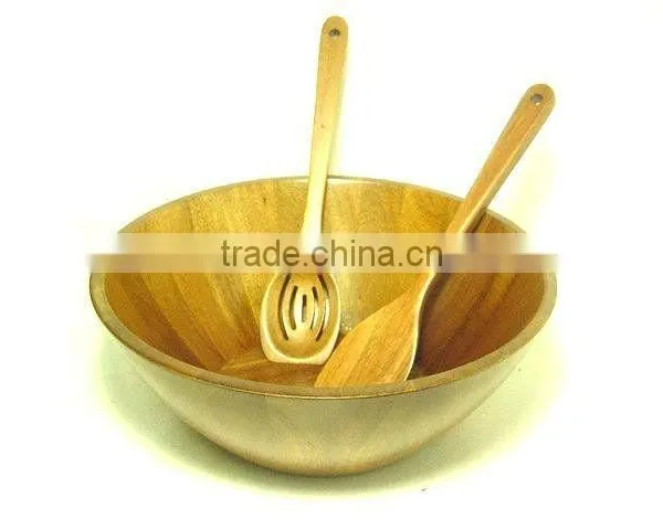 Bamboo Fruit Soup Salad Bowl Set With Folk and Spoon and Food Grade Passed and Custom Shape and Size and Color