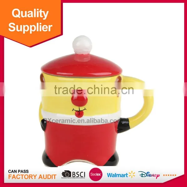 Hot Selling 3D Funny Handle Ceramic Christmas Milk Mug With Lid photo-2