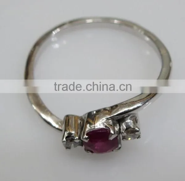 Sterling Silver Ring With Ruby & Diamond Natural Nontreated photo-2