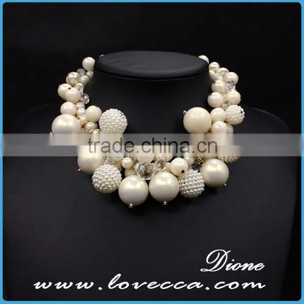 New Fashion Classy Bohemian Bib Collar Exaggerate Pearl Chain Bib Necklace photo-2