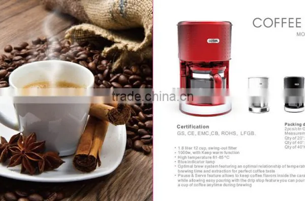 Coffee Machine/10-12cup Dots Desigh Electric Drip Coffee Maker With CE, CB, GS, ROHS, EMC, LFGB photo-4