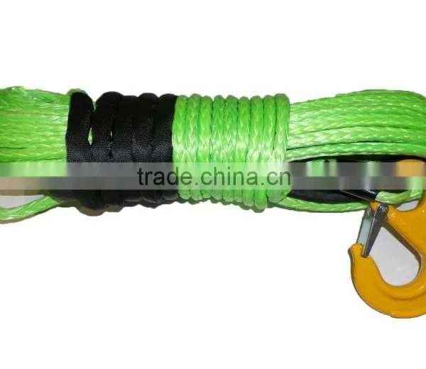 ALL KINDS OF COLORS SYNTHETIC UHMWPE WINCH ROPE CABLE WITH HOOK & ROCK GUARD