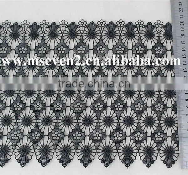 Black Color 20cm 100% Polyester Lace Trim Wholesale Flower Guipure Lace Trim Bridal Lace Trim for Dress photo-6