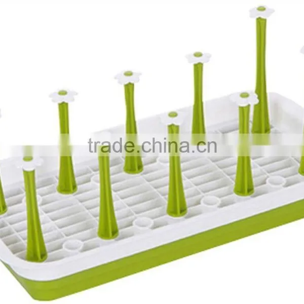 Two Tier Kitchen Dish Drying Rack Cup Spoon Storage Draining Board Organizer Green photo-2